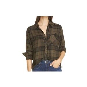 Rails Hunter Olive Jet Lightening Bolt Plaid Button Up Flannel Size Medium